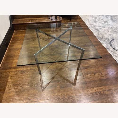 Used Room & Board Glass & Chrome Square Coffee Table for sale on AptDeco
