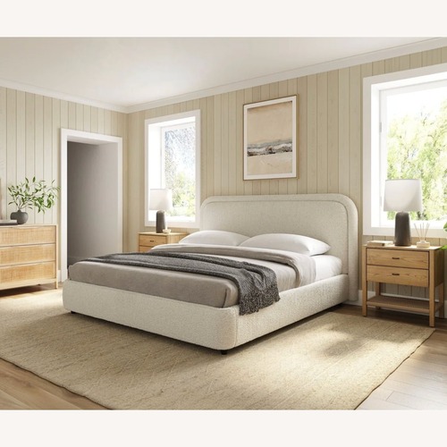 Used Create Comfort Boucle Lift Up Storage Bed Queen for sale on AptDeco