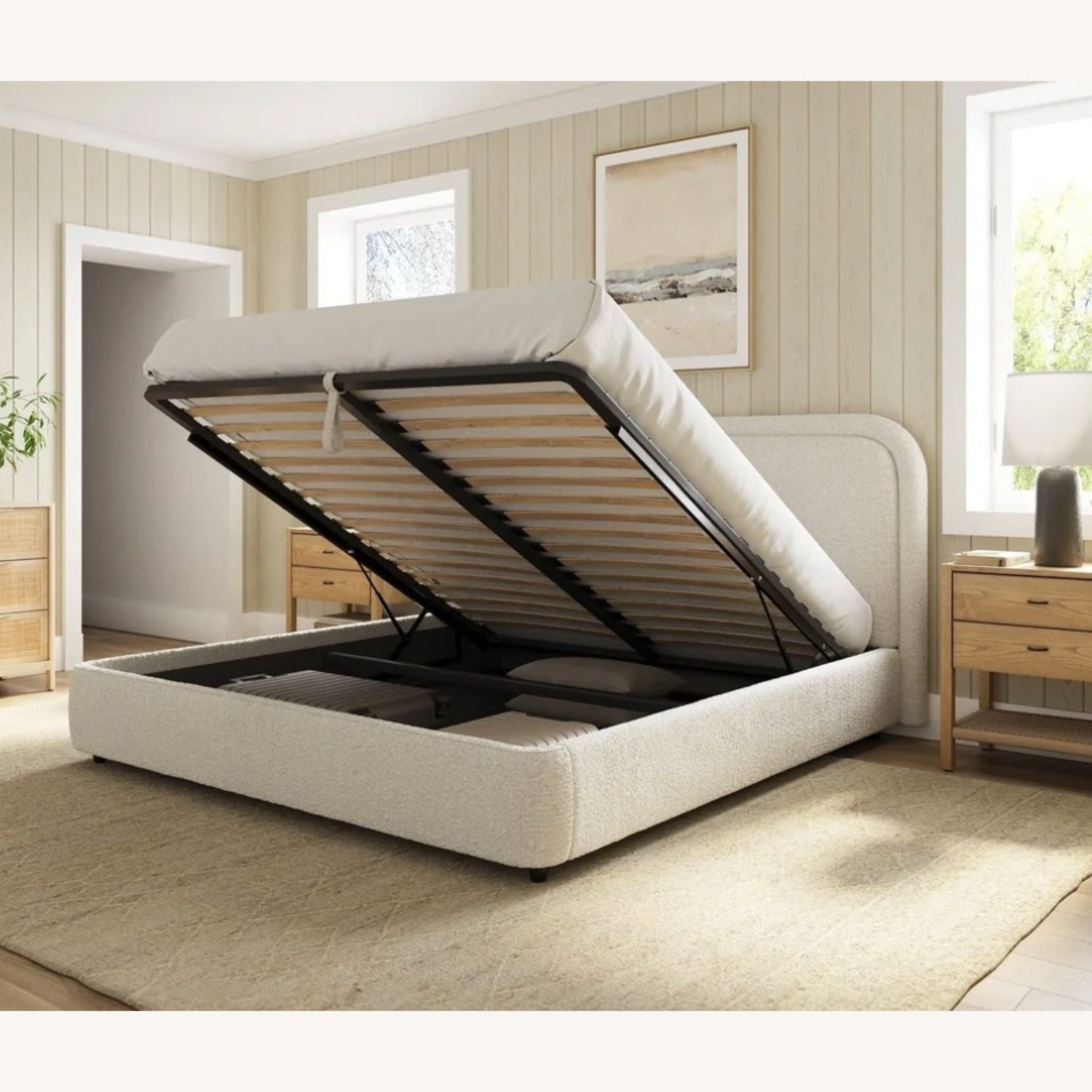 Create Comfort Boucle Lift Up Storage Bed Queen - image-2