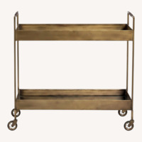 Crate & Barrel Libations Antique Brass Bar Cart