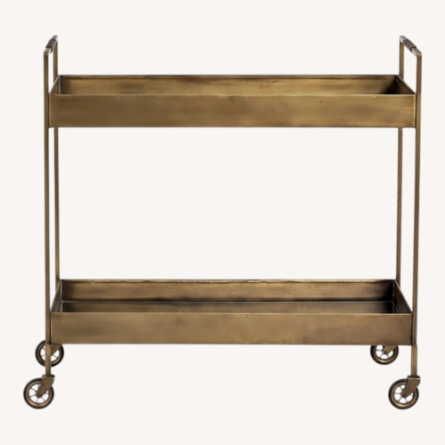 Used Crate & Barrel Libations Antique Brass Bar Cart for sale on AptDeco