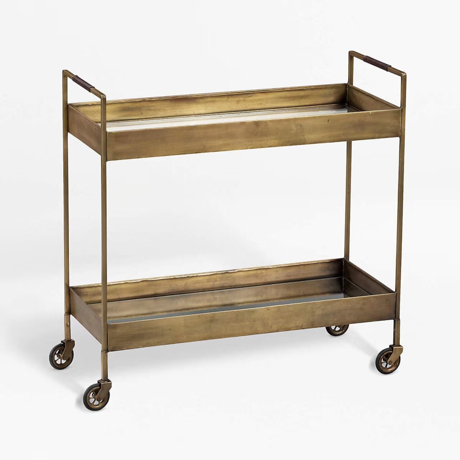 Crate & Barrel Libations Antique Brass Bar Cart - image-4