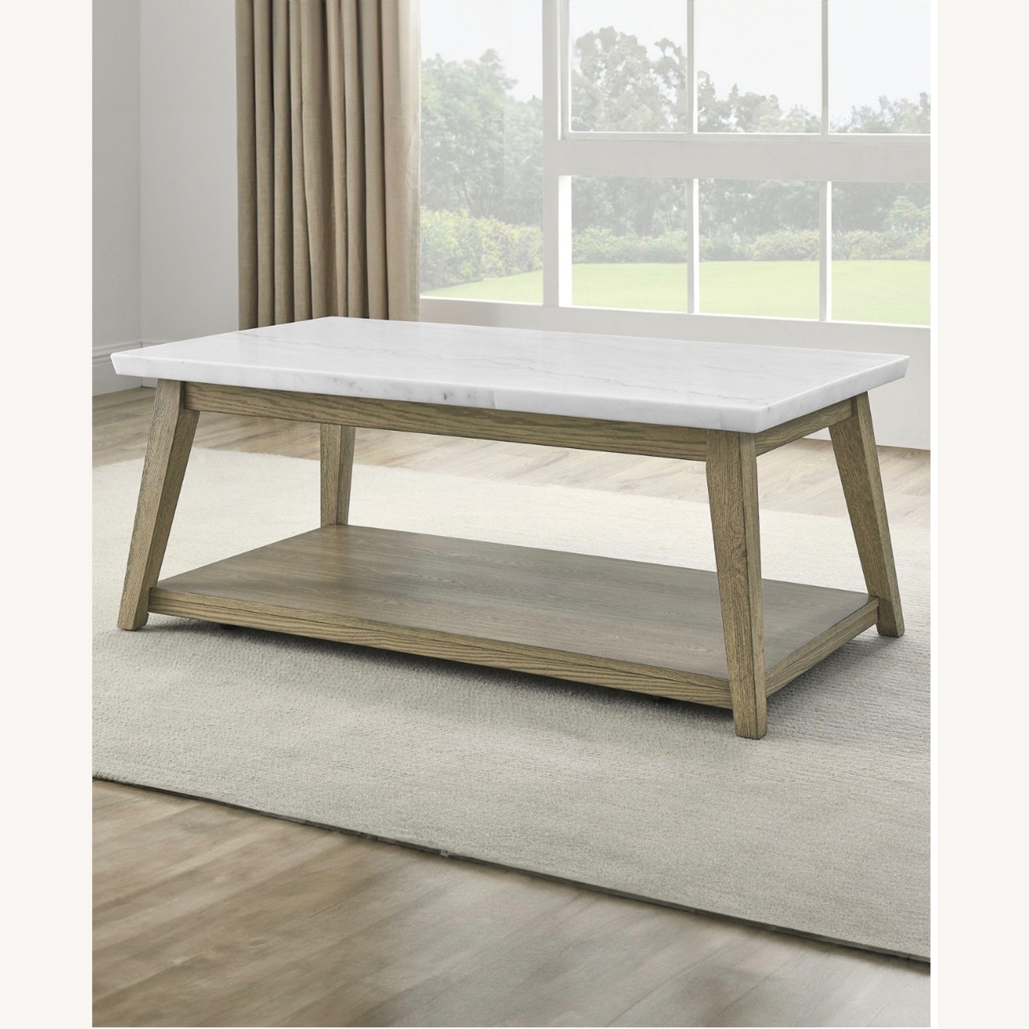 Macy's White Marble Coffee Table - image-1