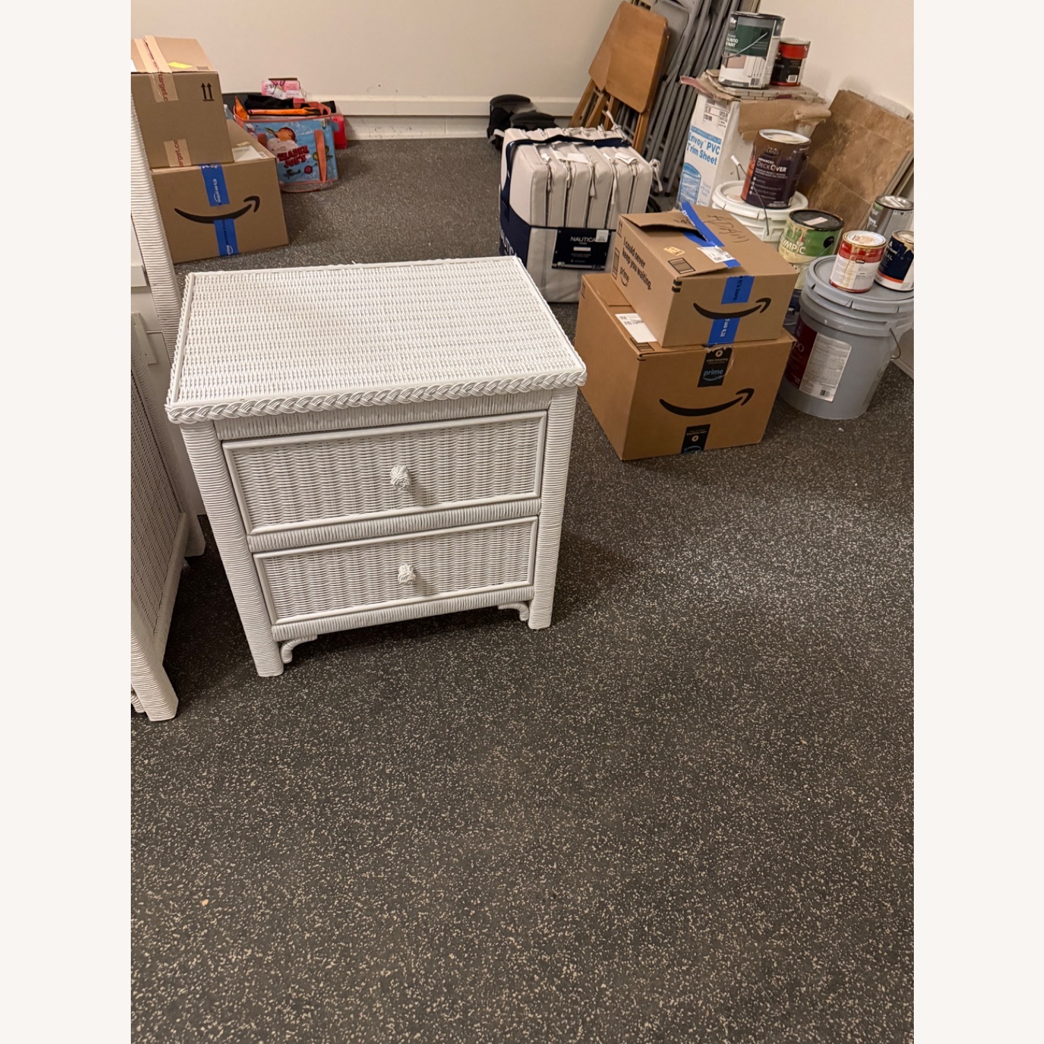 Lexington Furniture White Wicker Nightstand - image-1