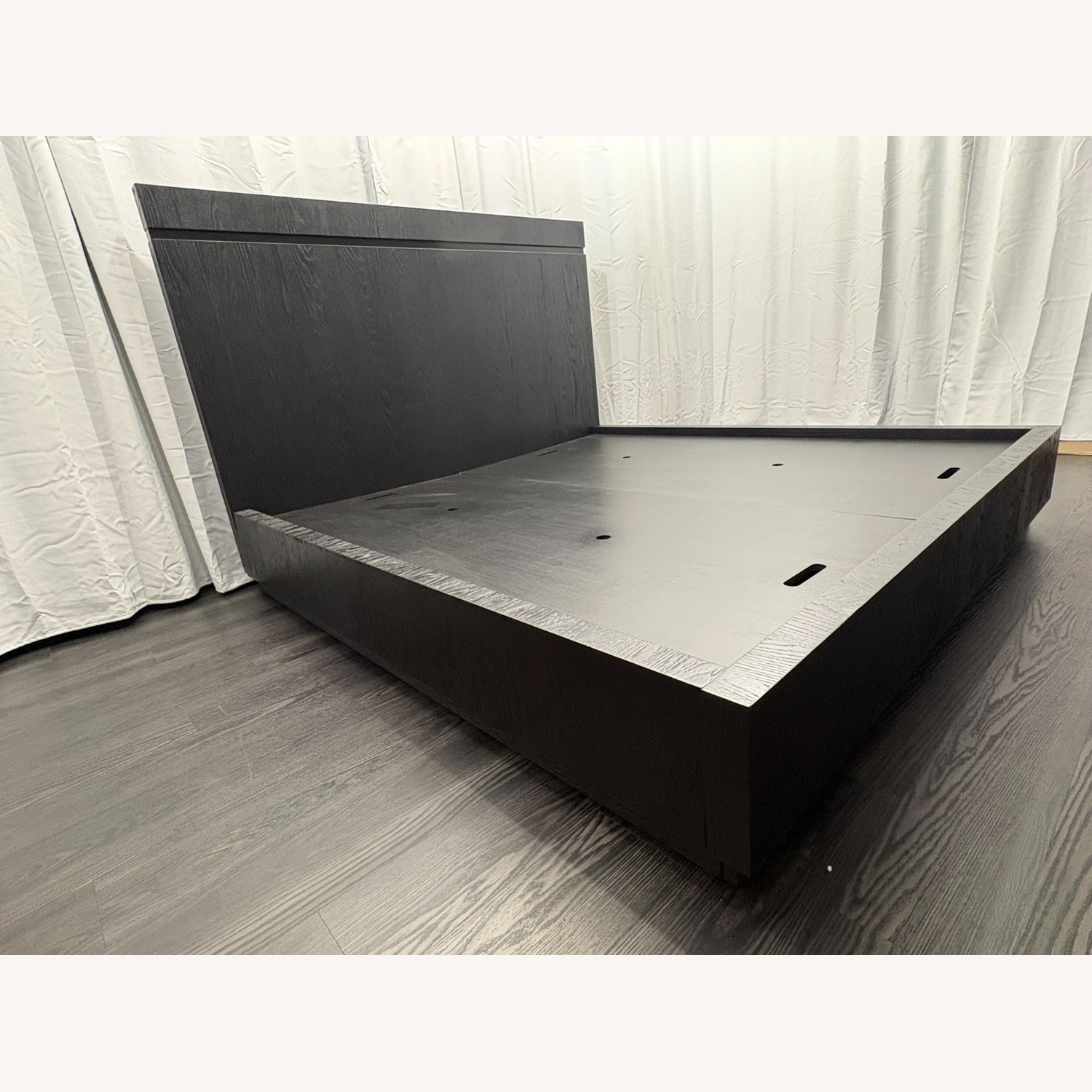 Restoration Hardware Bezier Panel Bed King Black Oak 56" Headboard - image-21