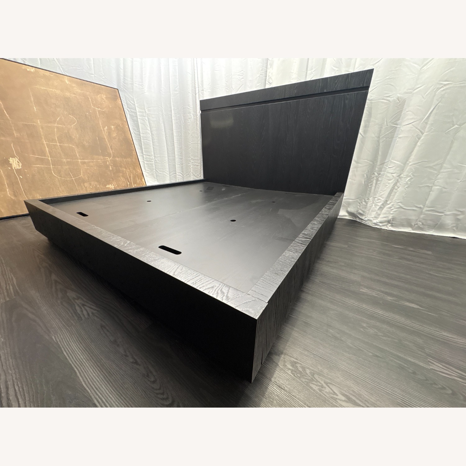 Restoration Hardware Bezier Panel Bed King Black Oak 56" Headboard - image-14