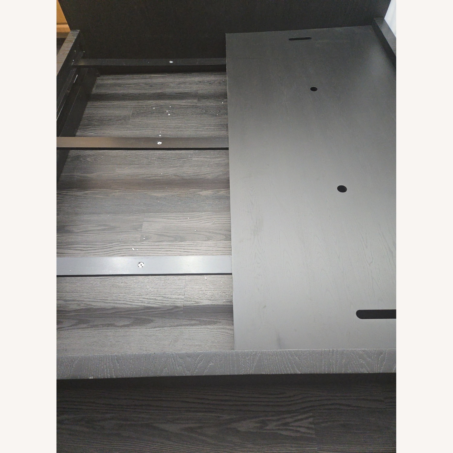 Restoration Hardware Bezier Panel Bed King Black Oak 56" Headboard - image-4