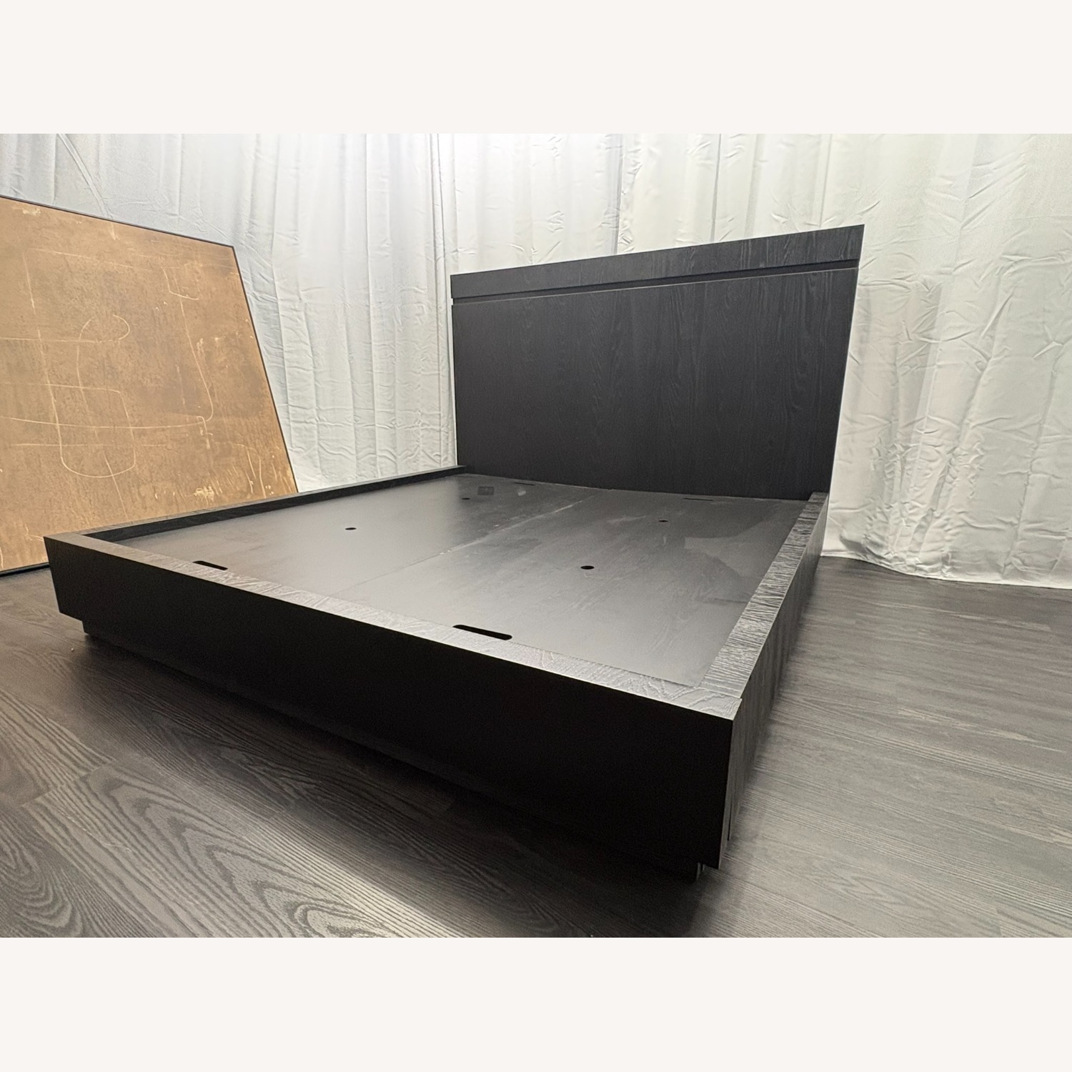 Restoration Hardware Bezier Panel Bed King Black Oak 56" Headboard - image-19