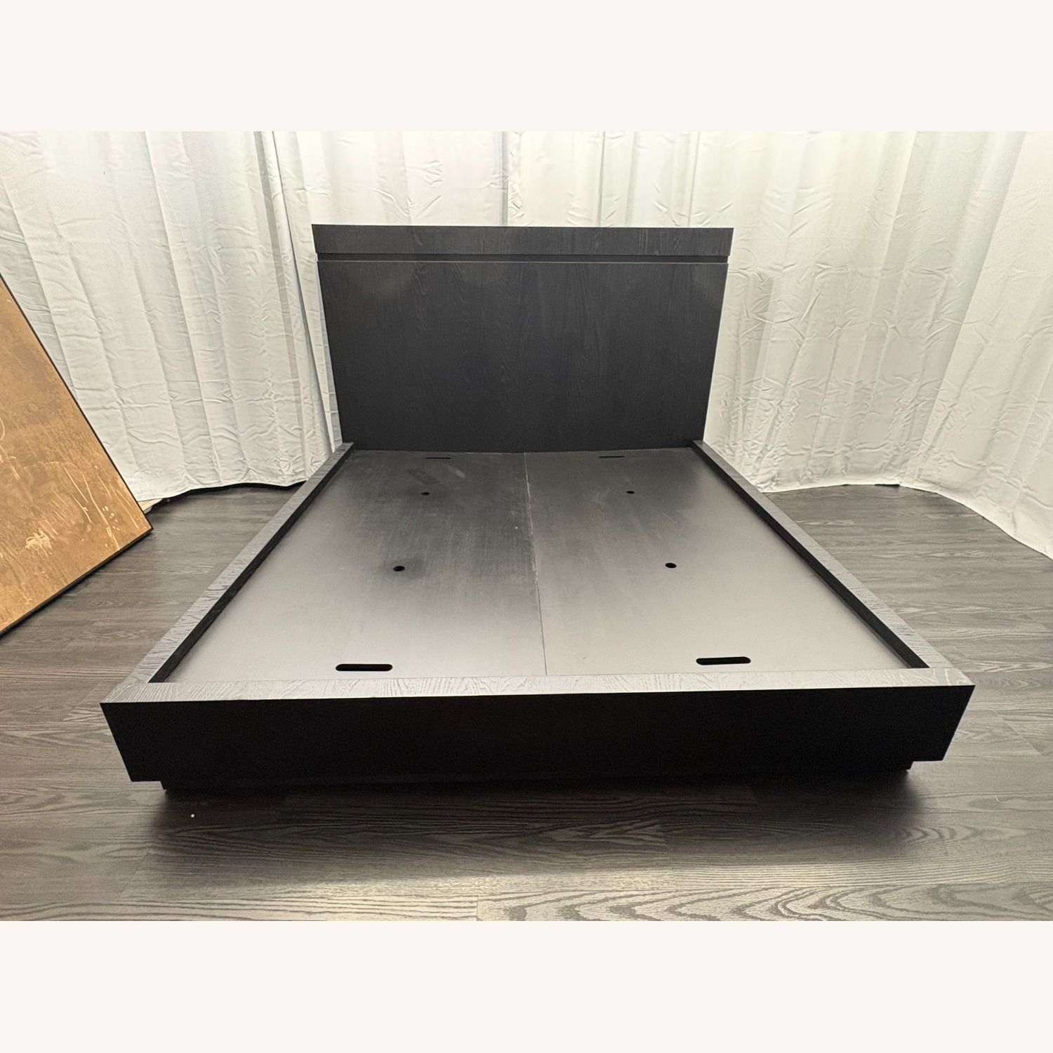Restoration Hardware Bezier Panel Bed King Black Oak 56" Headboard - image-30