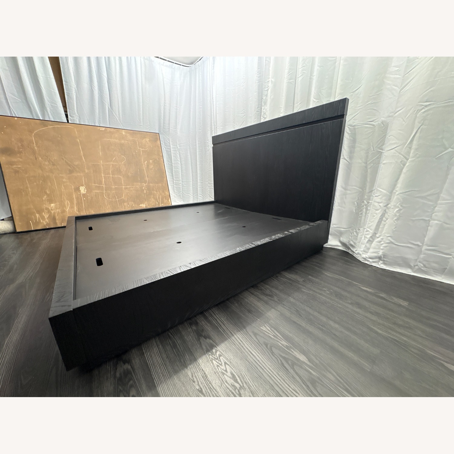 Restoration Hardware Bezier Panel Bed King Black Oak 56" Headboard - image-15
