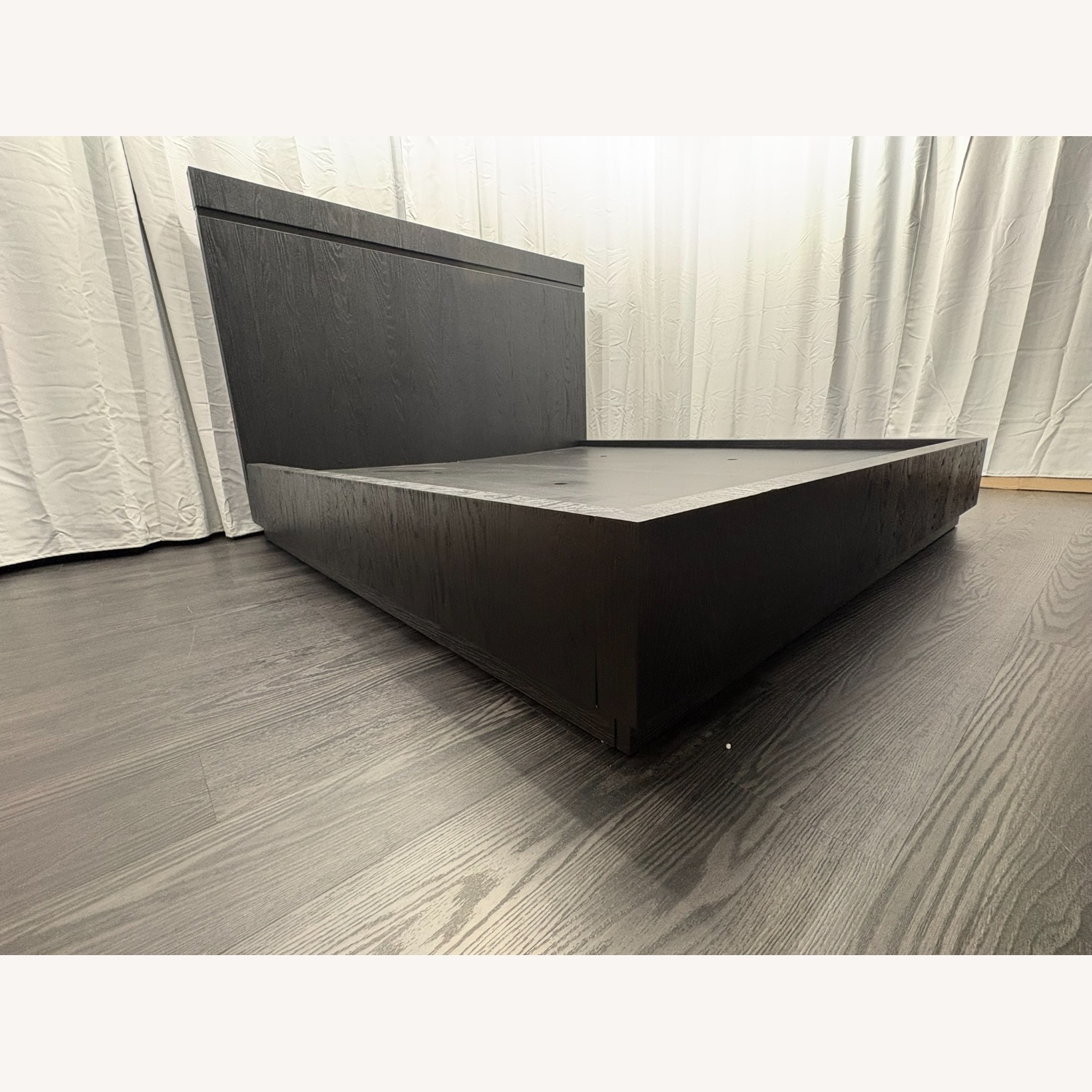 Restoration Hardware Bezier Panel Bed King Black Oak 56" Headboard - image-24