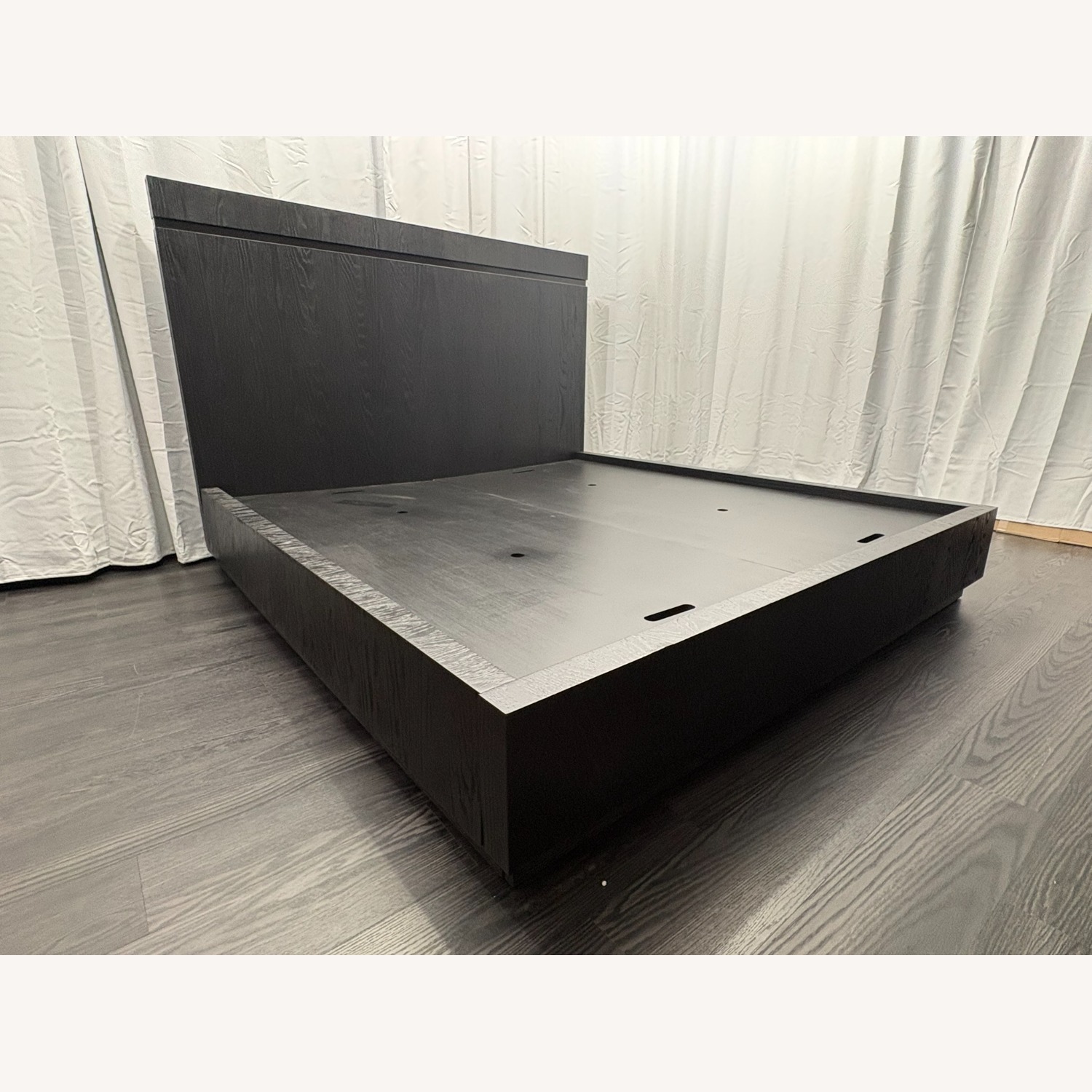 Restoration Hardware Bezier Panel Bed King Black Oak 56" Headboard - image-28