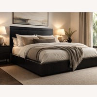 Restoration Hardware Bezier Panel Bed King Black Oak 56" Headboard