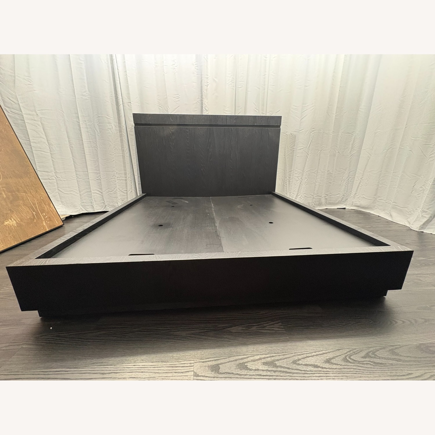 Restoration Hardware Bezier Panel Bed King Black Oak 56" Headboard - image-6