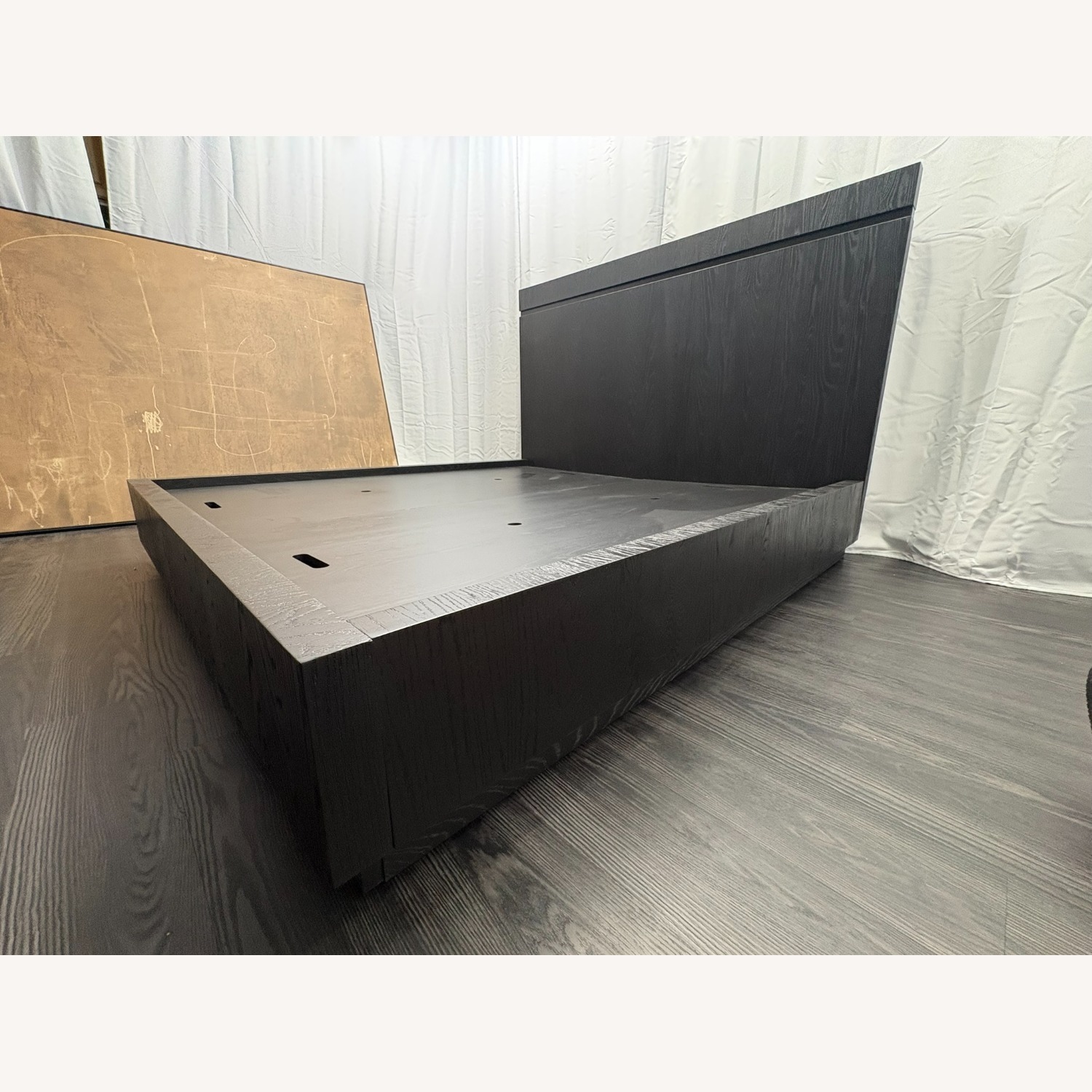 Restoration Hardware Bezier Panel Bed King Black Oak 56" Headboard - image-11