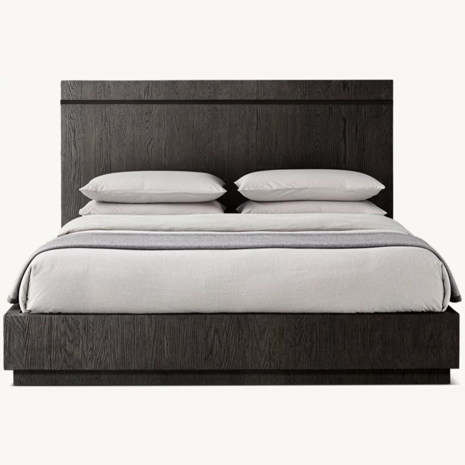 Restoration Hardware Bezier Panel Bed King Black Oak 56" Headboard - image-3