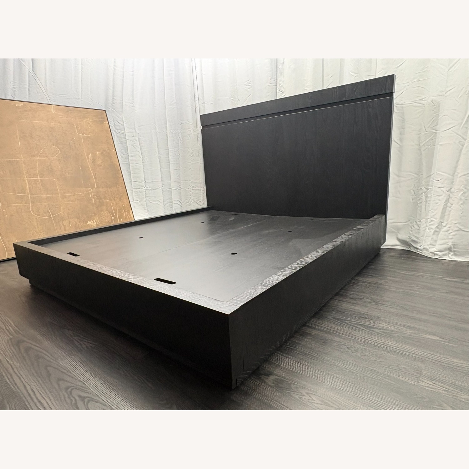 Restoration Hardware Bezier Panel Bed King Black Oak 56" Headboard - image-29