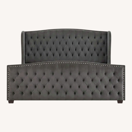 Used Wayfair King Bed DuJuan Deep Button Tufted Upholstered for sale on AptDeco