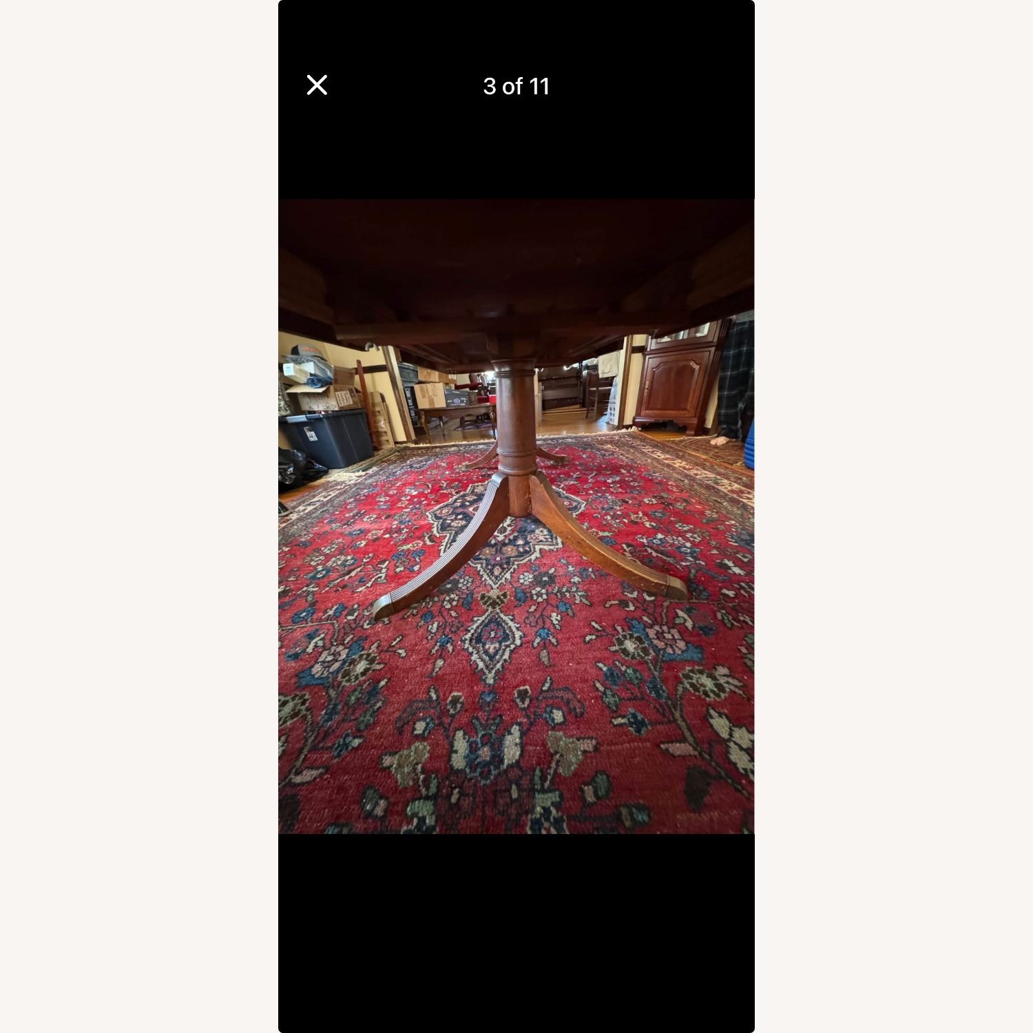 Vintage/Antique Dark Brown Wood Dining Table - image-4