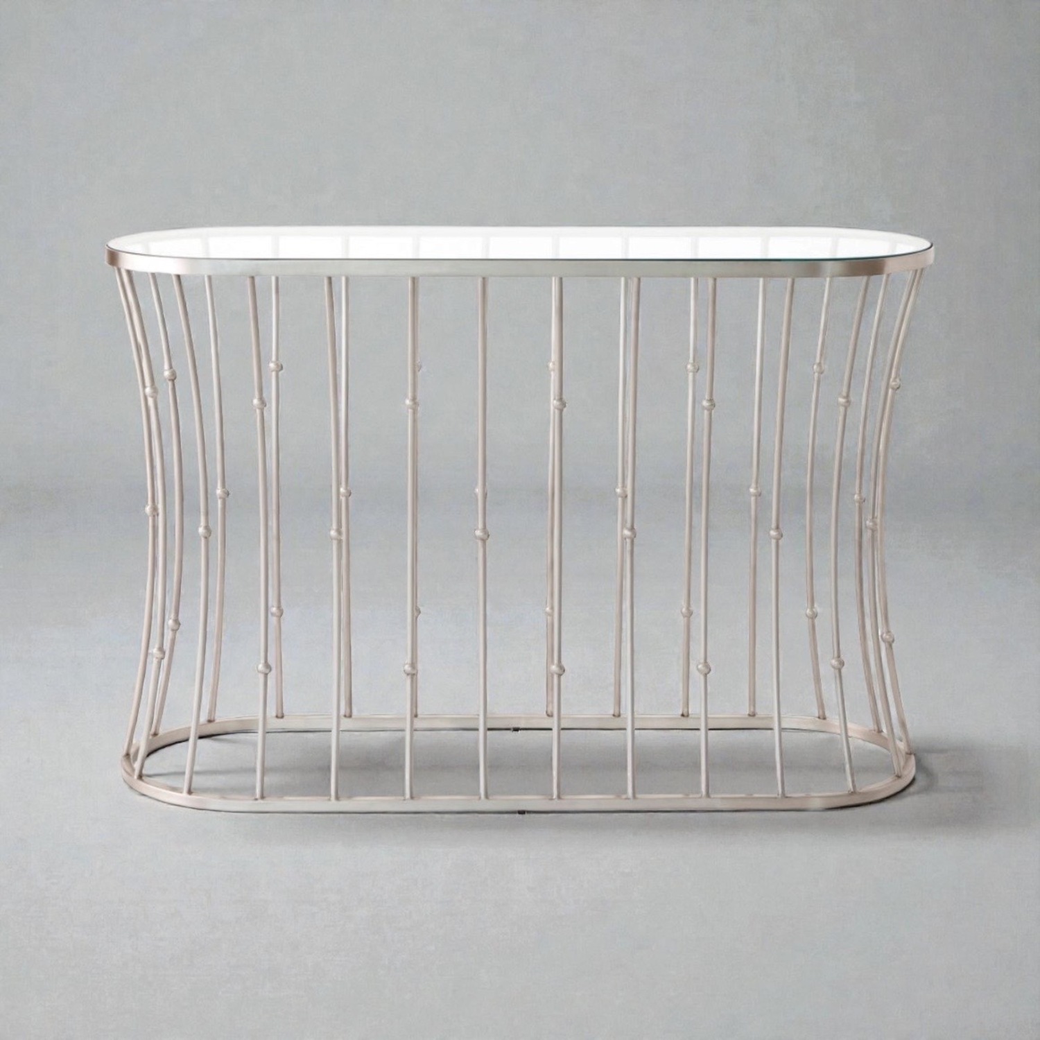 Global Views Aurora Brushed Nickel Console - image-1