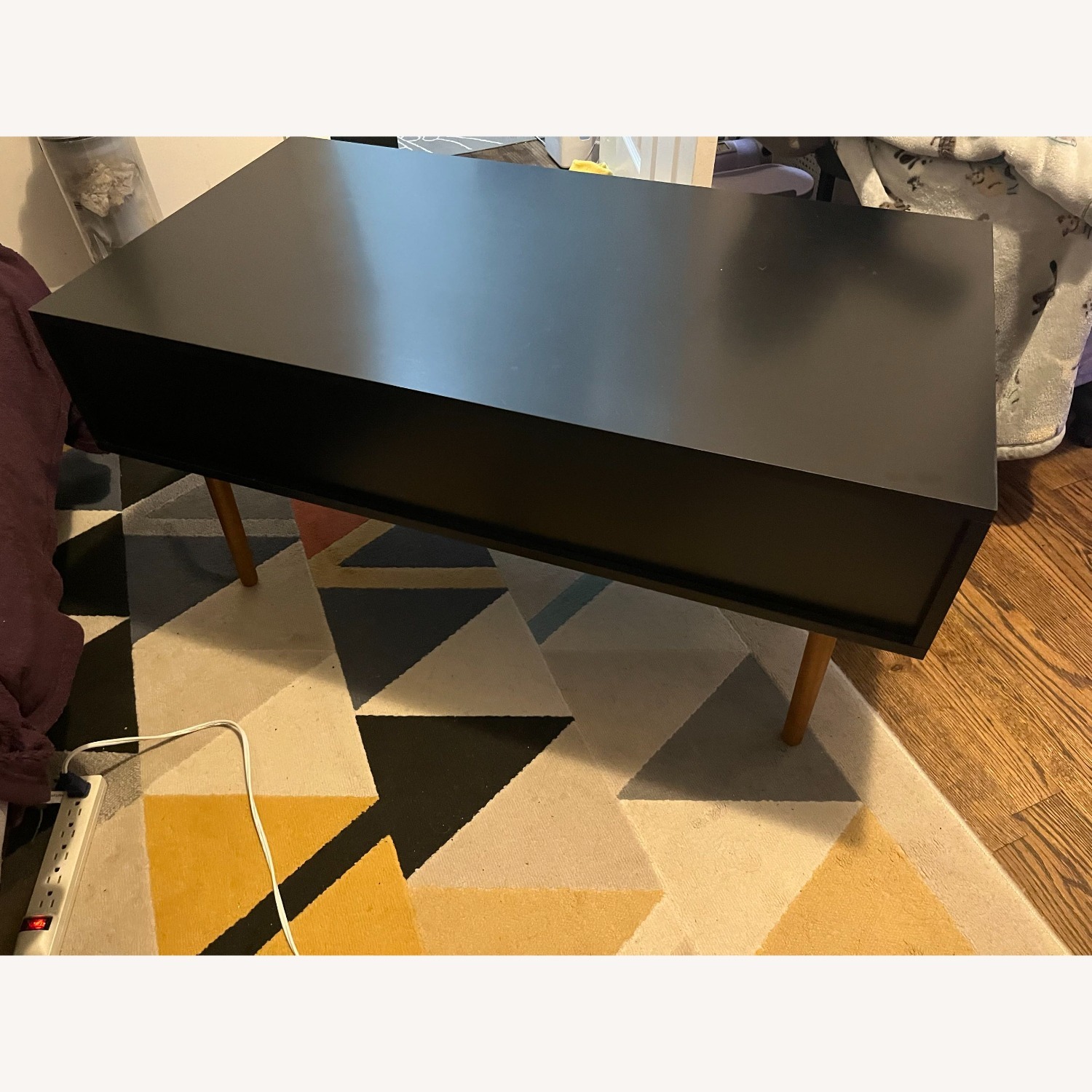 Overstock Mid-Century Black/Walnut Coffee Table with Storage - image-5