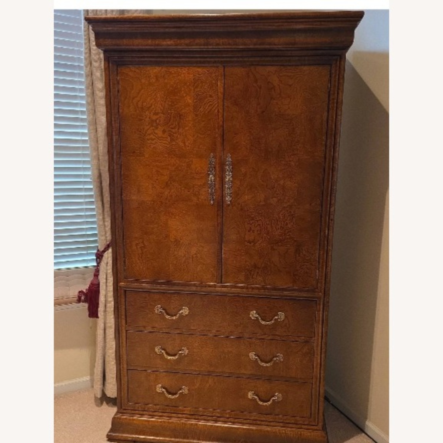 Dark Brown Wood Armoire - image-1