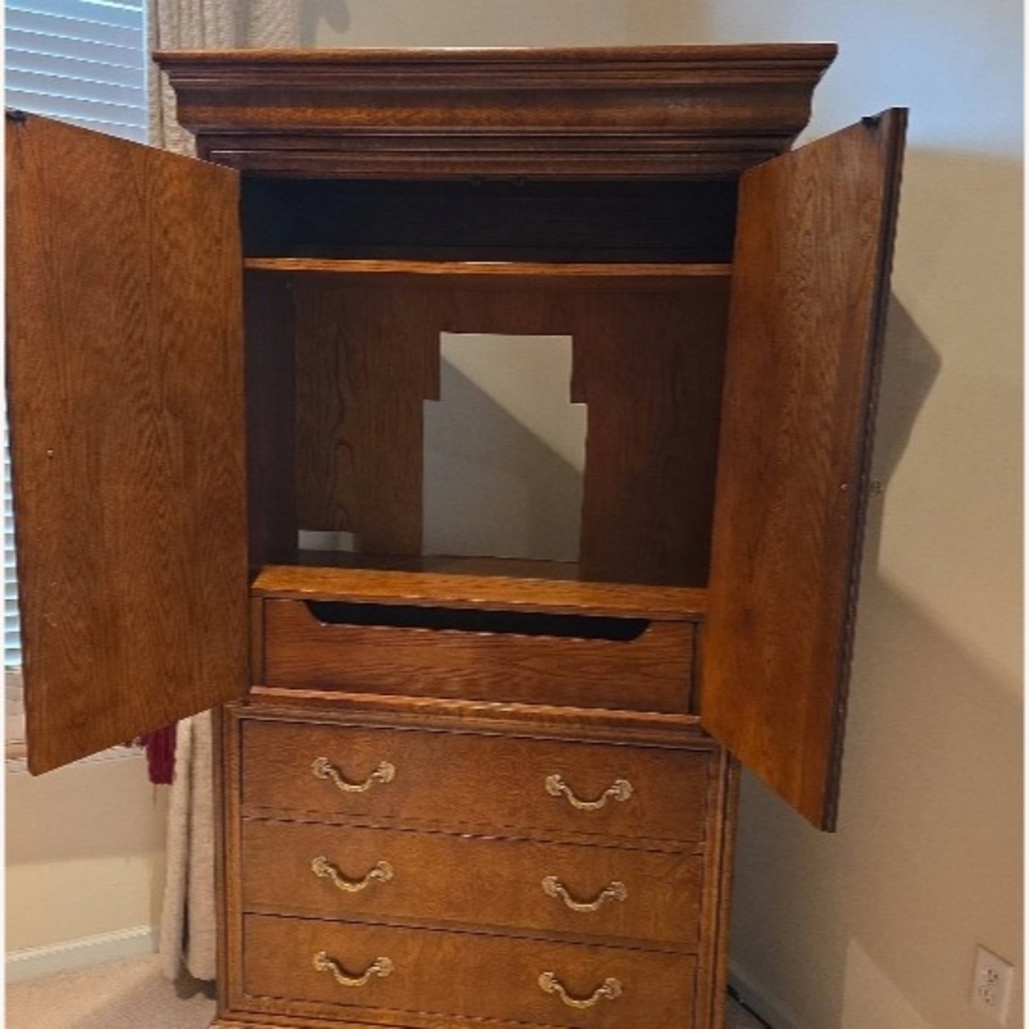Dark Brown Wood Armoire - image-3