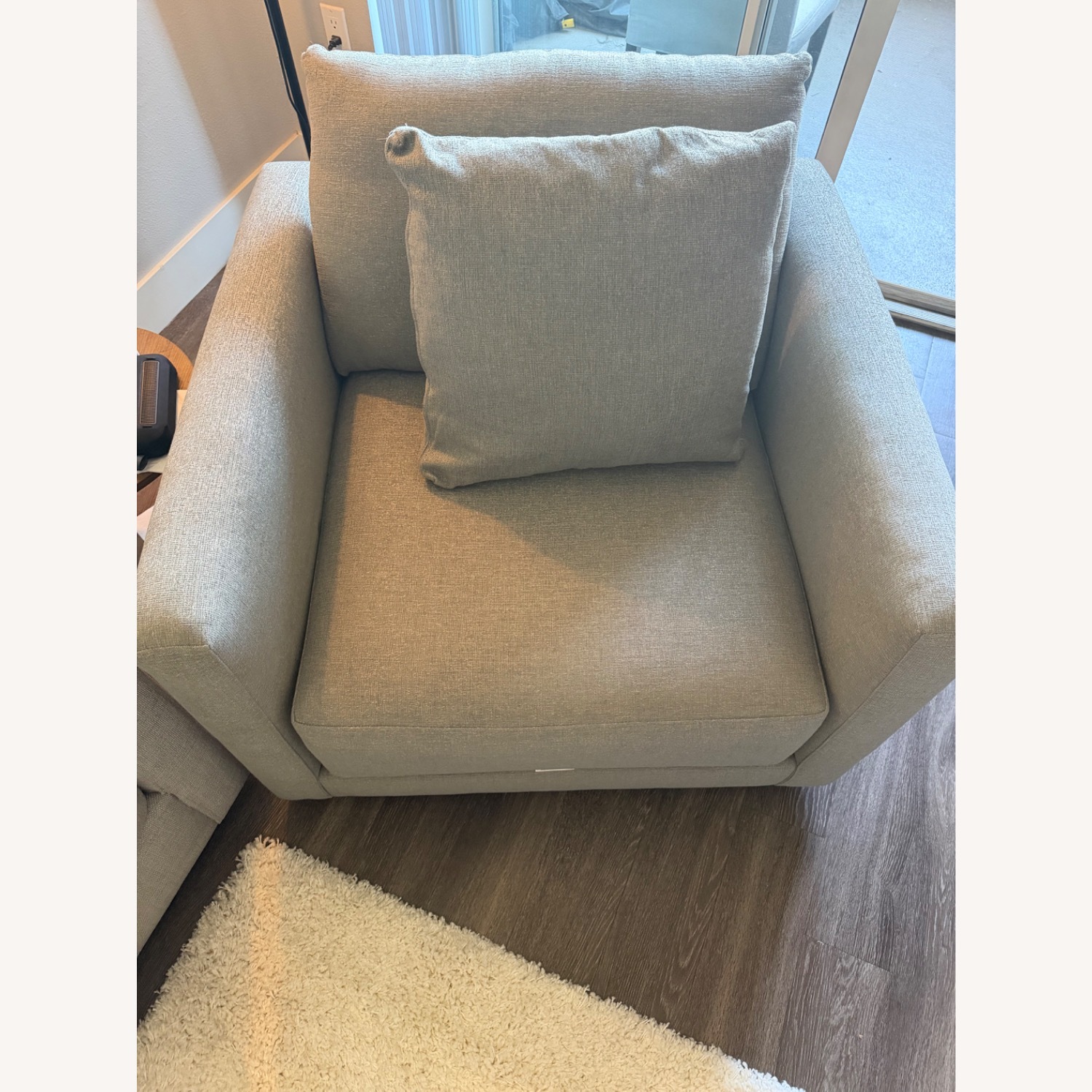 Crate & Barrel Lounge Light Gray Swivel Chair - image-3
