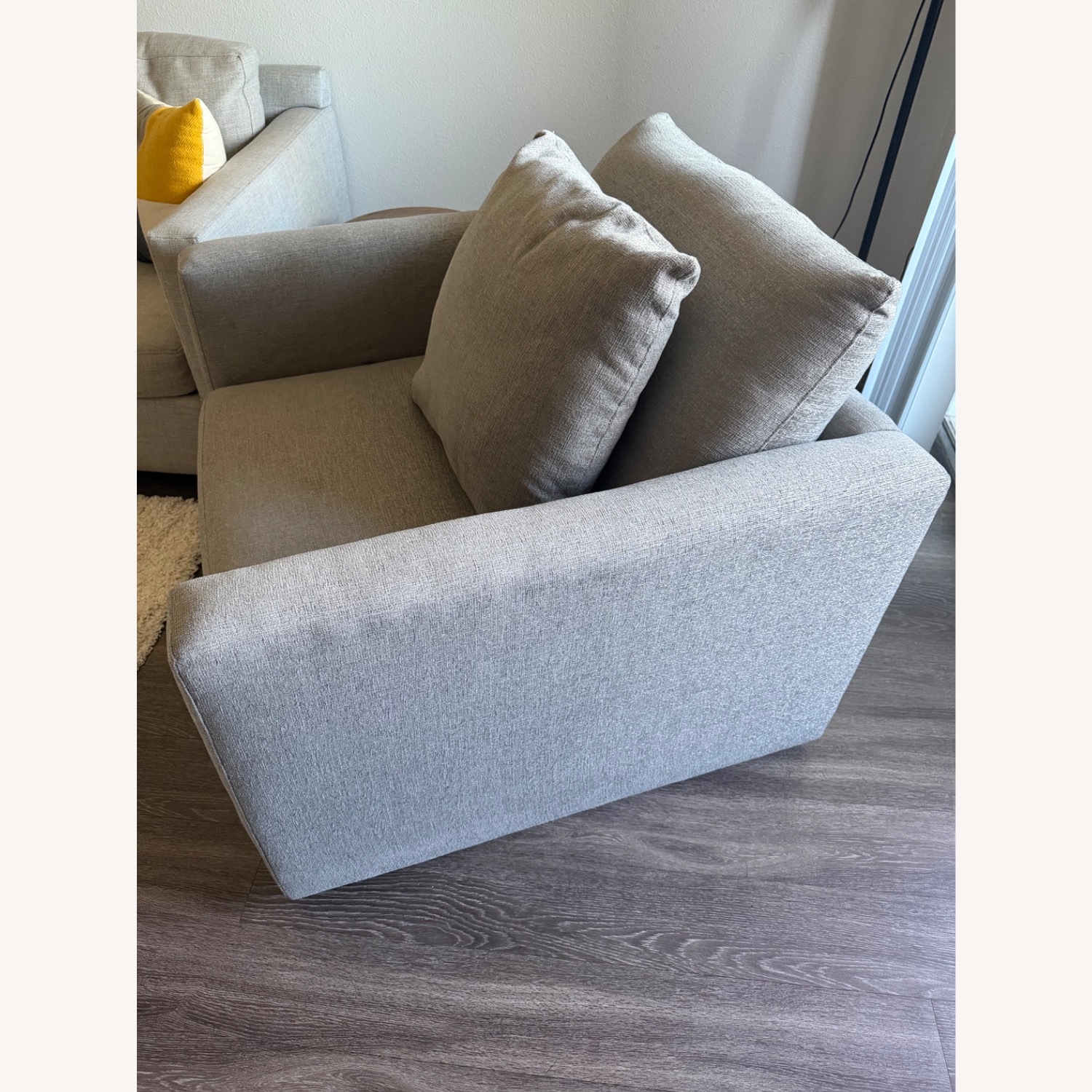 Crate & Barrel Lounge Light Gray Swivel Chair - image-2