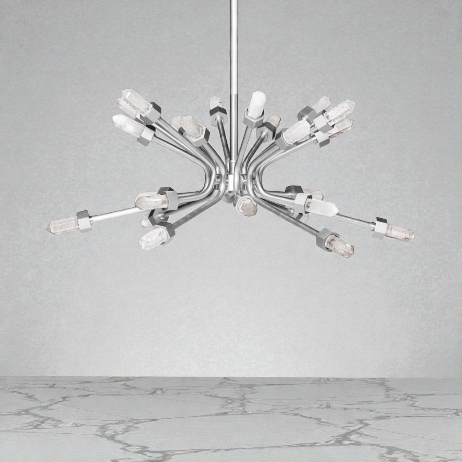 Global Views Quartz Burst Chandelier Nickel - image-1