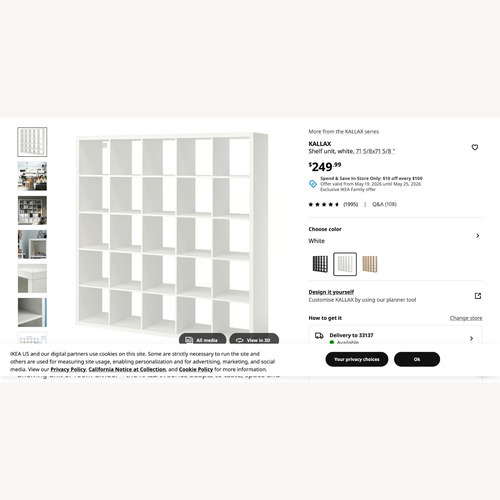 Used IKEA Kallax 5 x 5 for sale on AptDeco