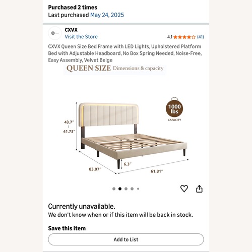 Used Queen Bed Frame for sale on AptDeco