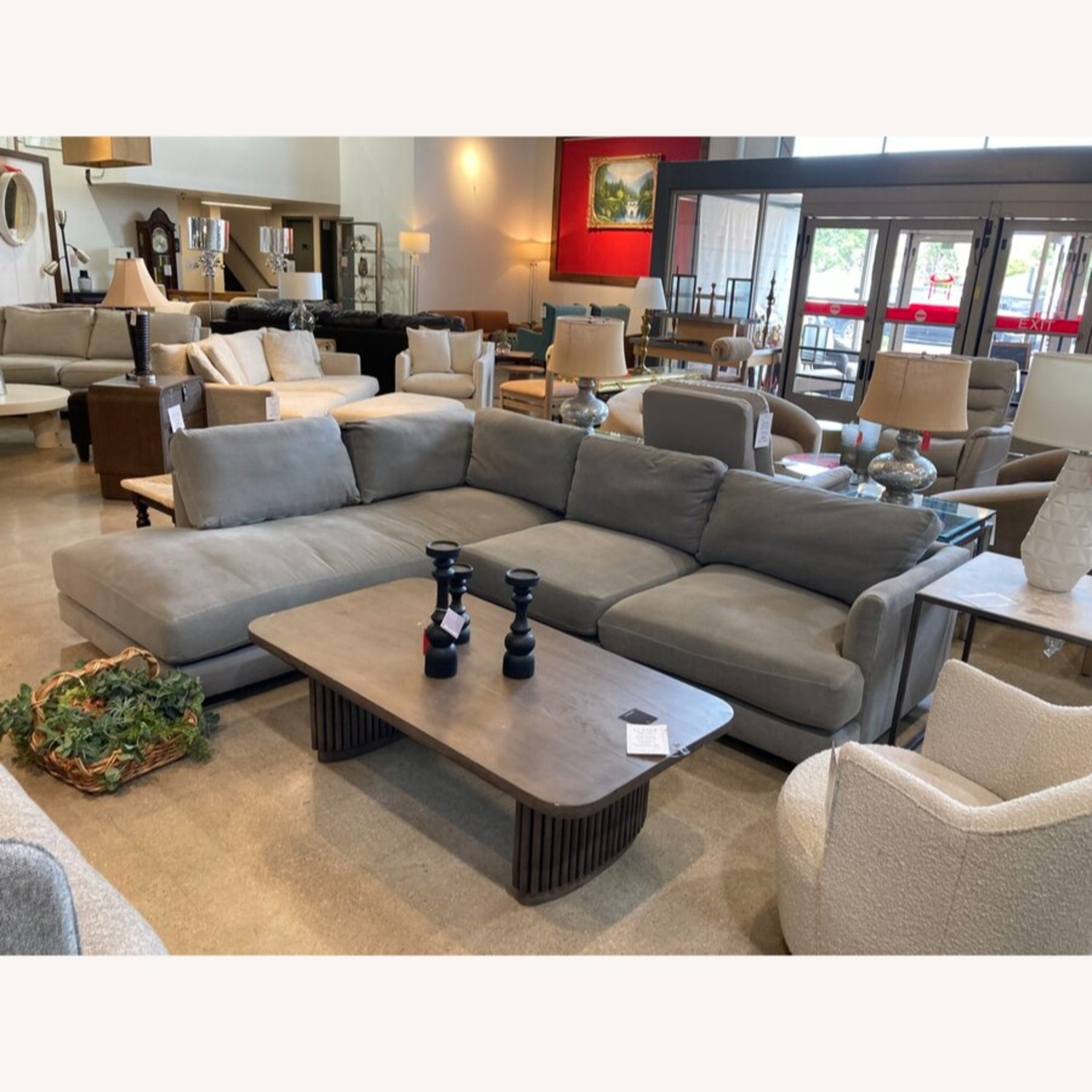 West Elm Haven Two-Piece Sectional Gray - image-3
