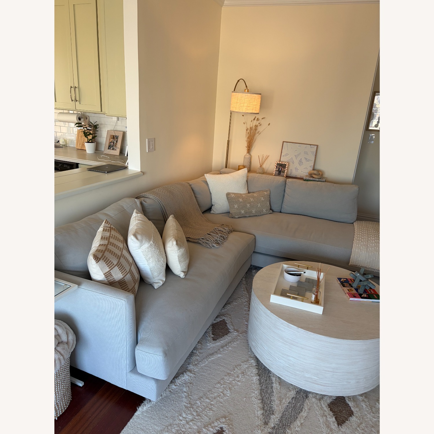 West Elm Haven Frost Gray Fabric 2 Piece Sectional - image-4