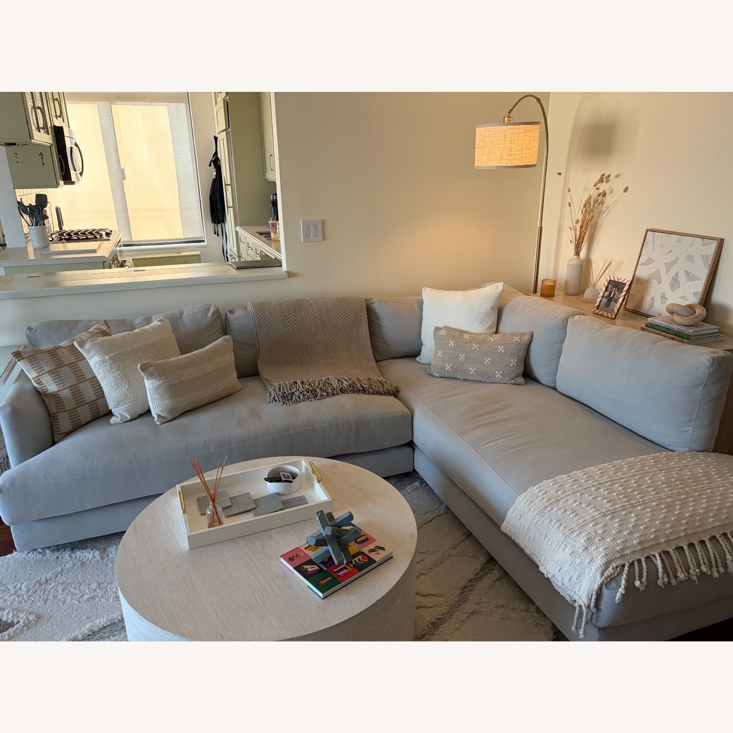 West Elm Haven Frost Gray Fabric 2 Piece Sectional - image-1