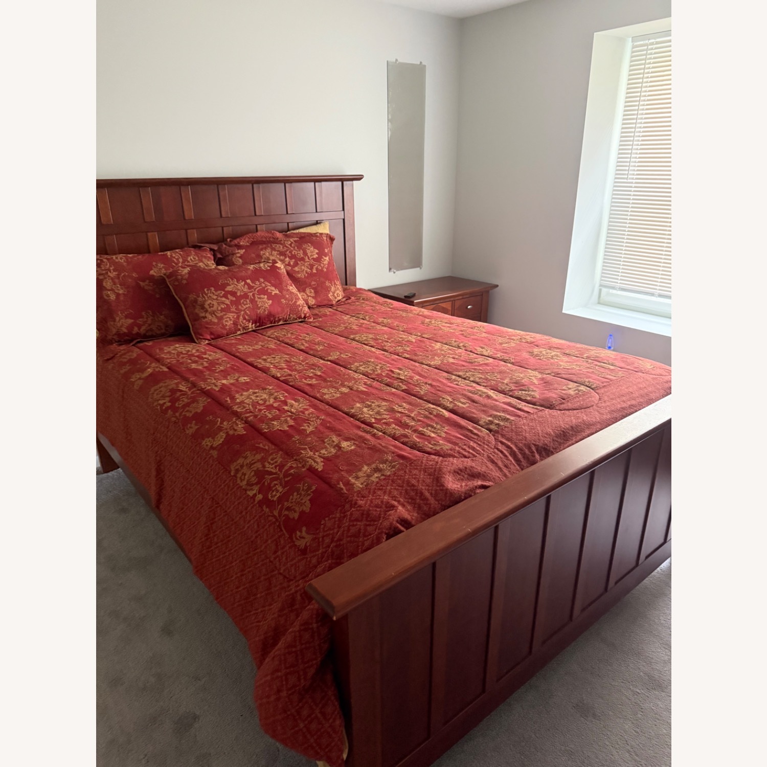 Light Brown Wood Queen Bed - image-2