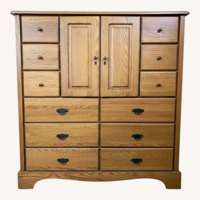 Medium Brown Wooden Clothing Armoire