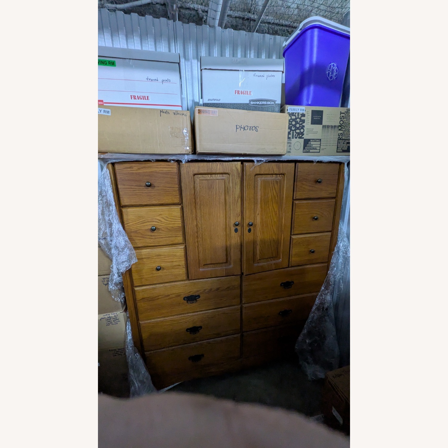 Medium Brown Wooden Clothing Armoire - image-2