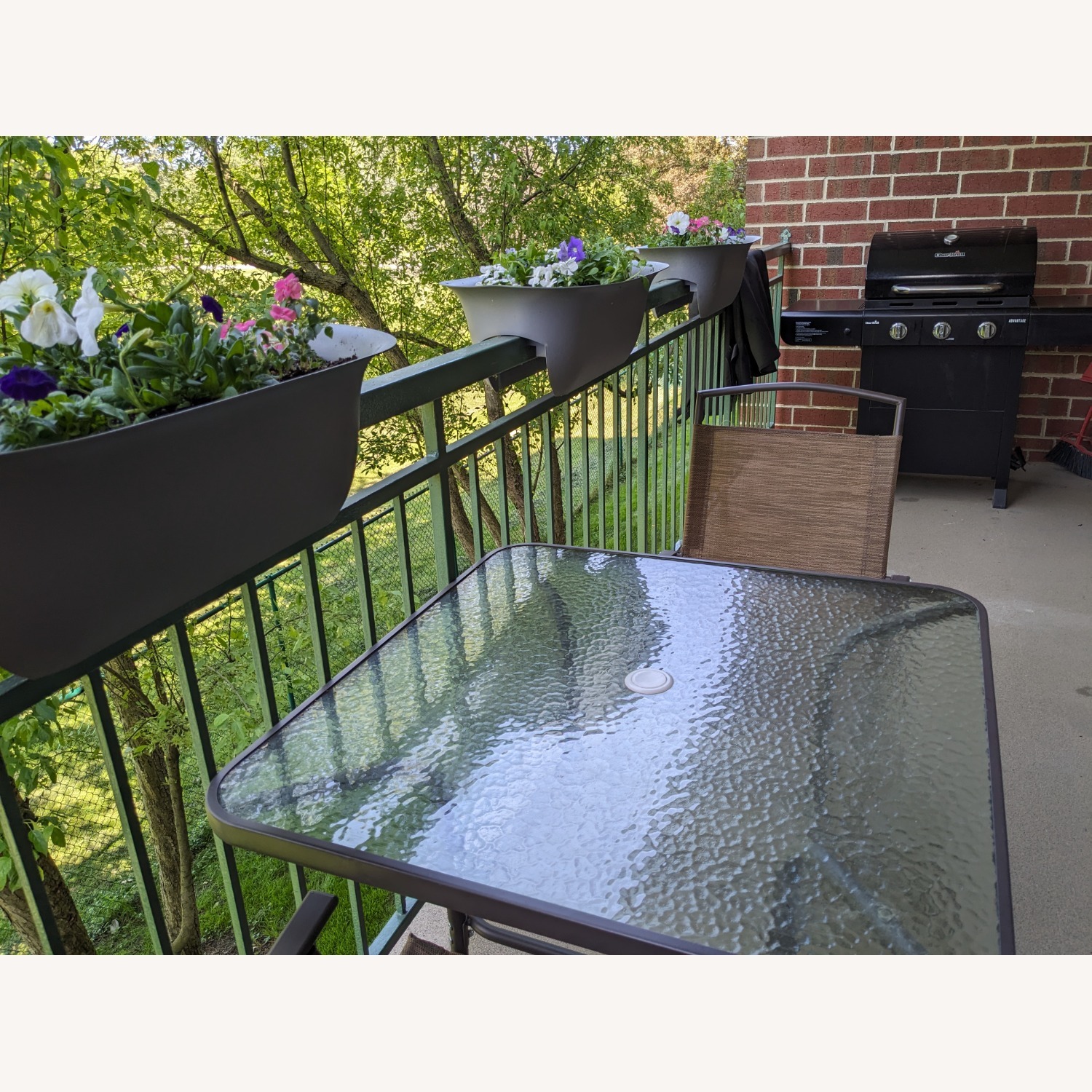 Glass Outdoor Dining Table and 4 Chairs - image-2