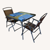 Glass Outdoor Dining Table and 4 Chairs