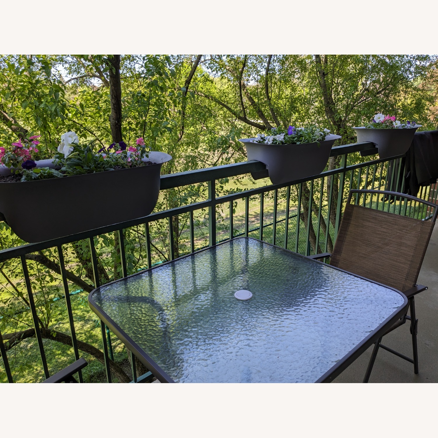 Glass Outdoor Dining Table and 4 Chairs - image-1