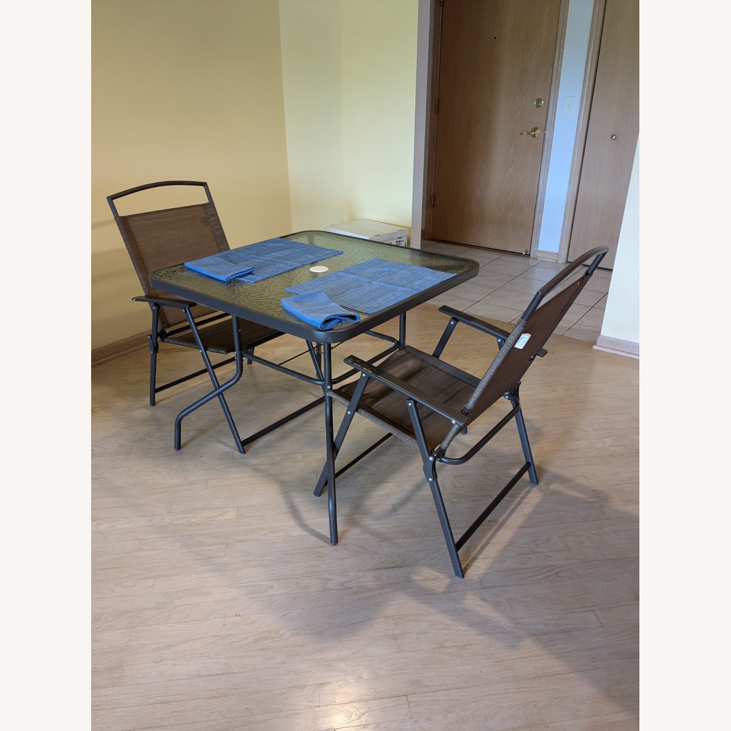 Glass Outdoor Dining Table and 4 Chairs - image-4