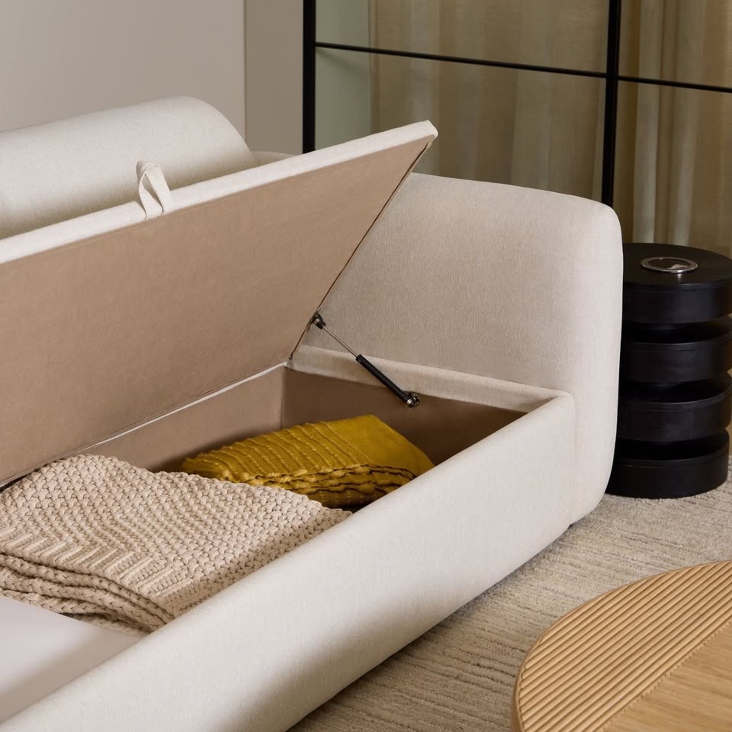 West Elm Lillia Storage White Fabric 2 Seater Sofa - image-3
