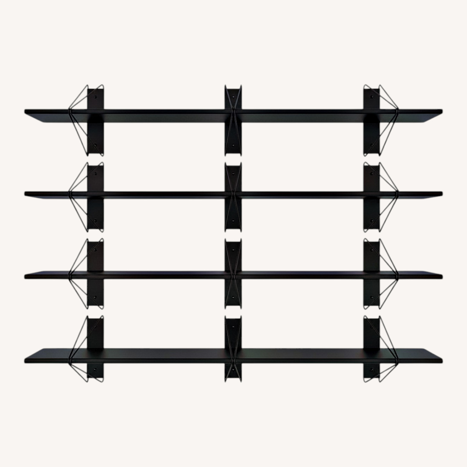 A Set of 4 Black Wood Wall Shelves - image-0