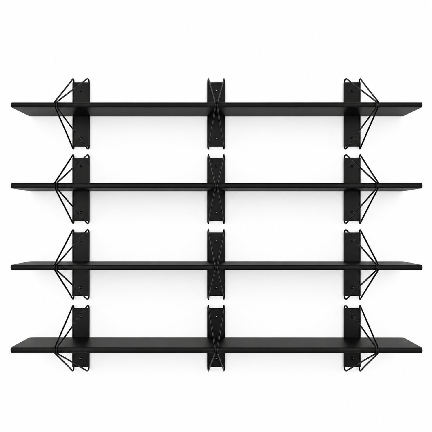 A Set of 4 Black Wood Wall Shelves - image-5