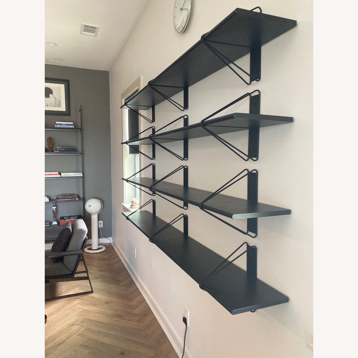 A Set of 4 Black Wood Wall Shelves - image-4