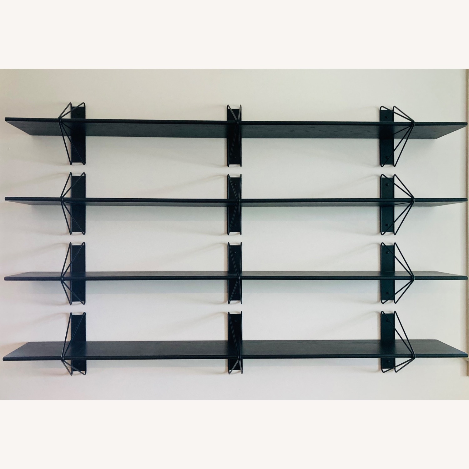 A Set of 4 Black Wood Wall Shelves - image-2