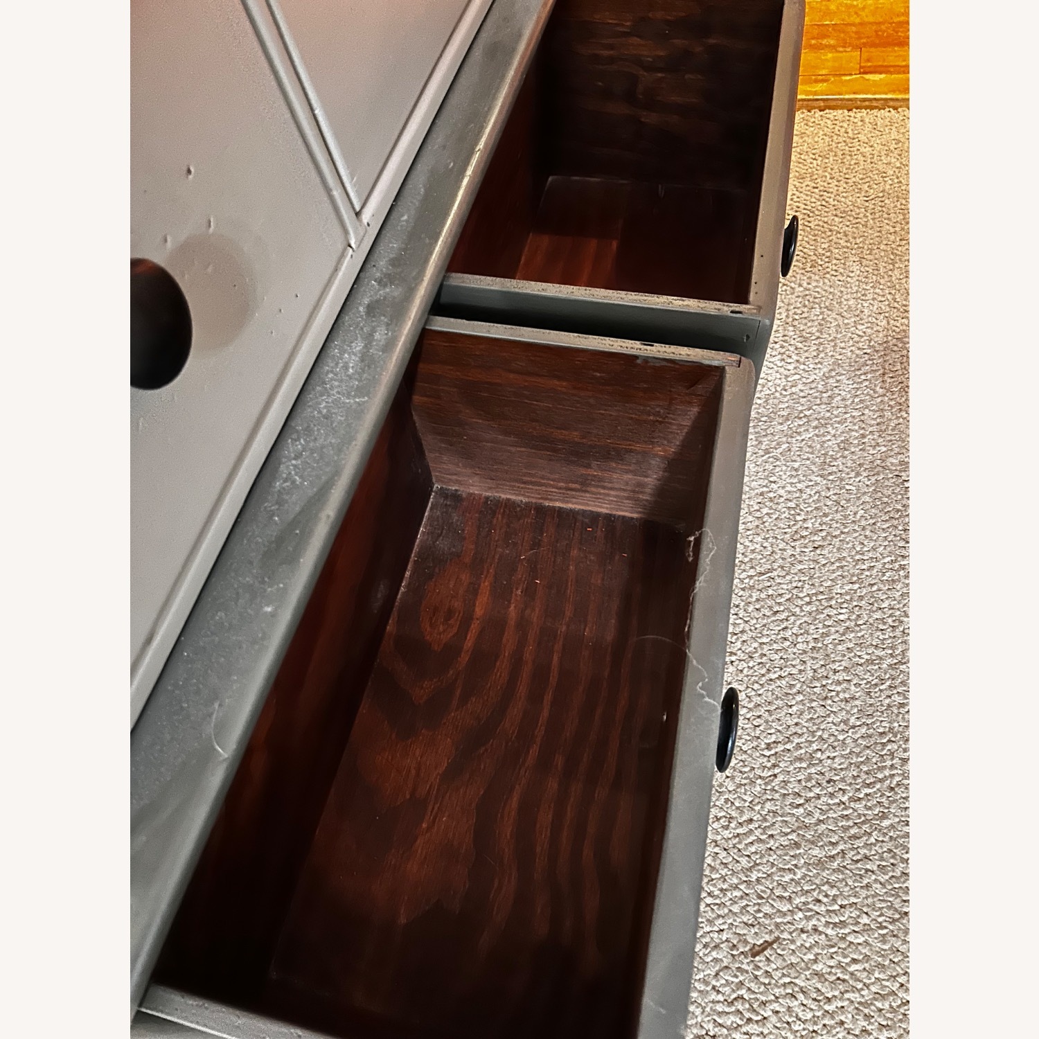Vintage Gray Wood Storage Drawer - image-5