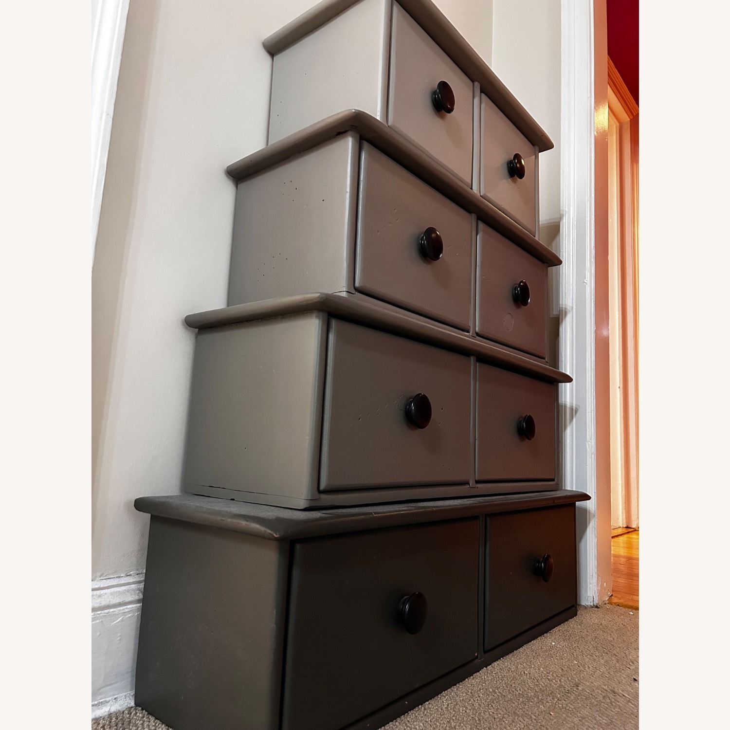 Vintage Gray Wood Storage Drawer - image-2