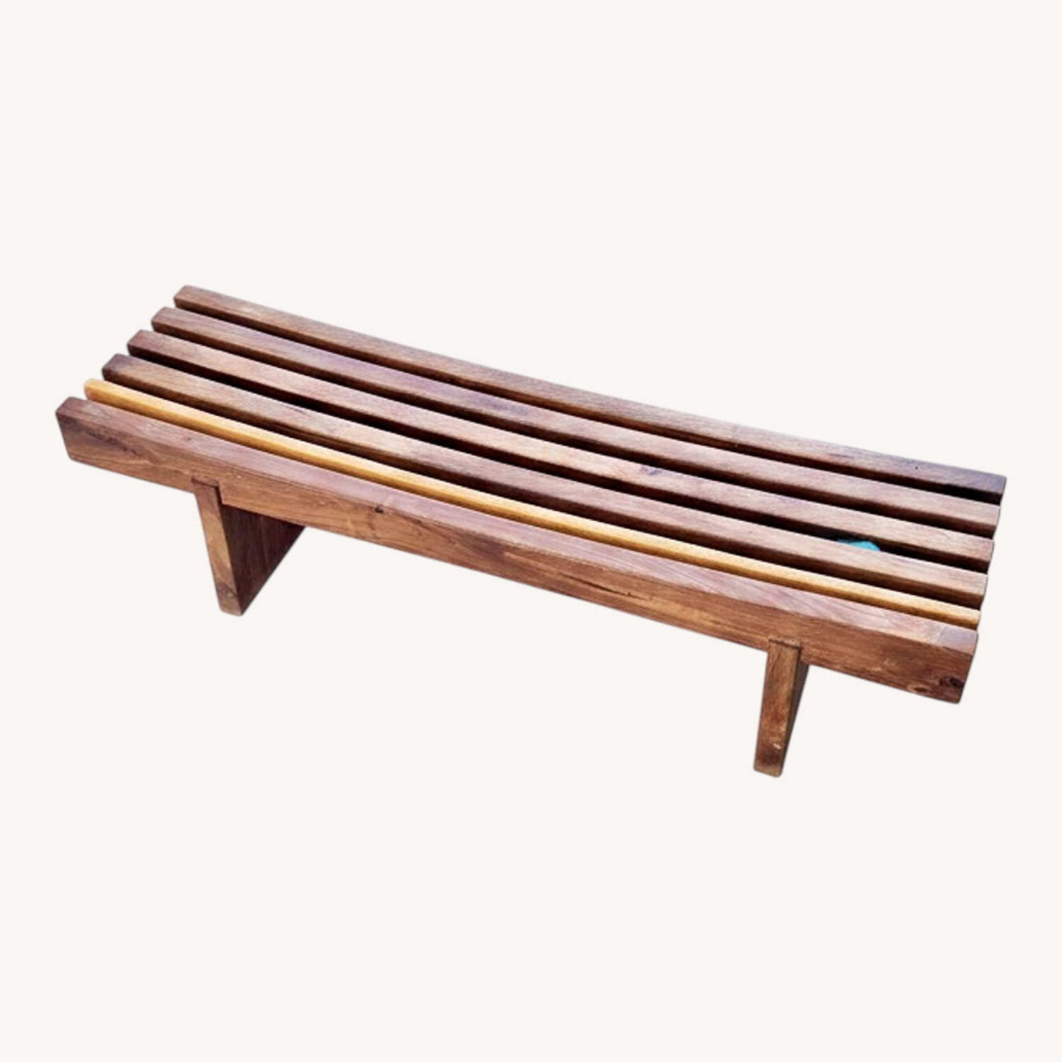 George Nelson Dark Brown Wood Bench - image-0